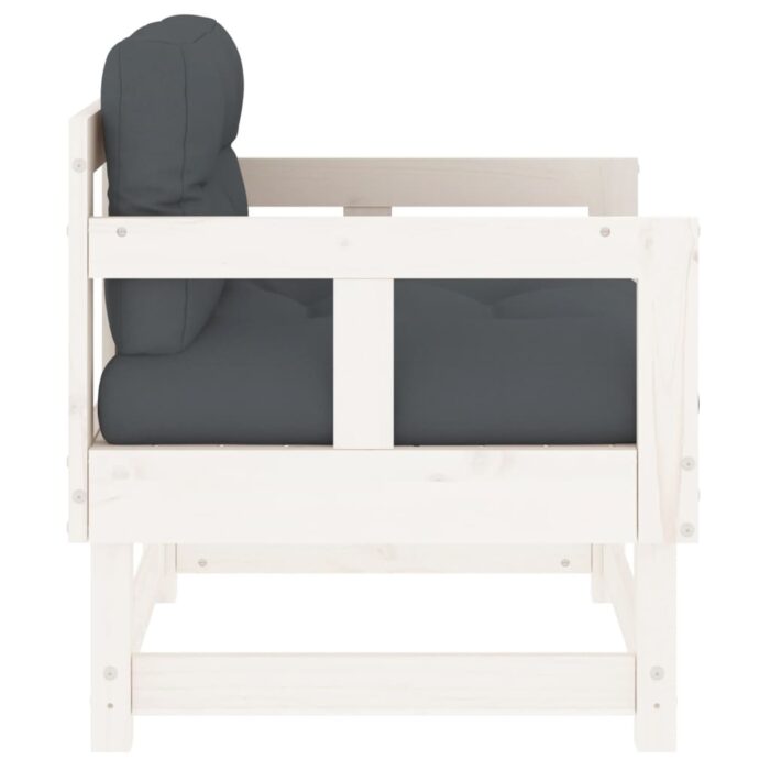 Chaises de jardin et coussins lot de 2 blanc bois de pin massif – Image 3