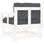 Chaises de jardin et coussins lot de 2 blanc bois de pin massif – Image 4