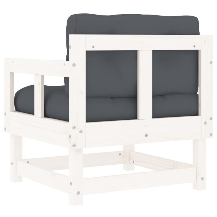 Chaises de jardin et coussins lot de 2 blanc bois de pin massif – Image 4
