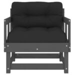 Chaises de jardin et coussins lot de 2 gris bois de pin massif – Image 2