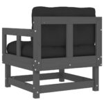 Chaises de jardin et coussins lot de 2 gris bois de pin massif – Image 4
