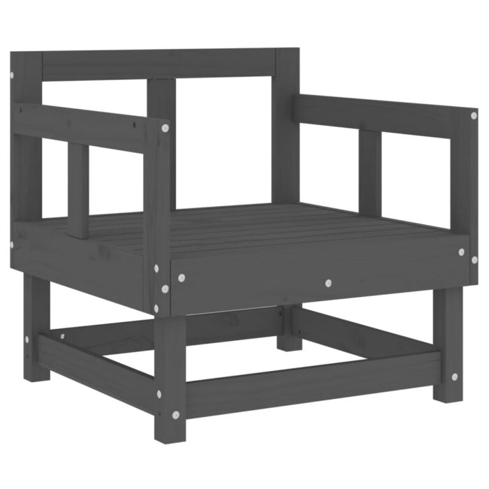 Chaises de jardin et coussins lot de 2 gris bois de pin massif – Image 5