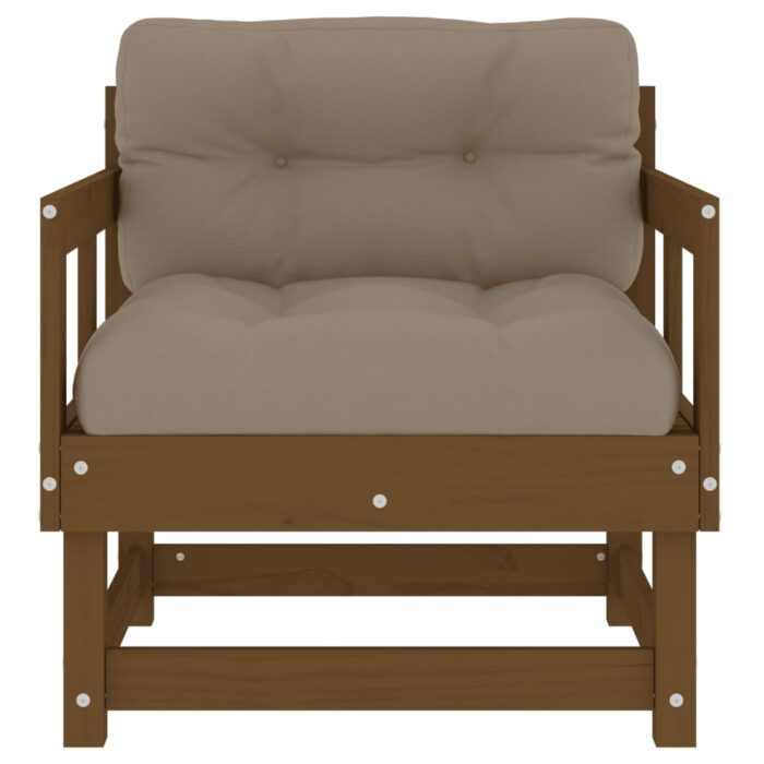 Chaises de jardin avec coussins lot de 2 marron miel – Image 2