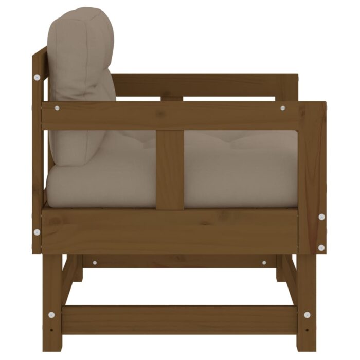 Chaises de jardin avec coussins lot de 2 marron miel – Image 3