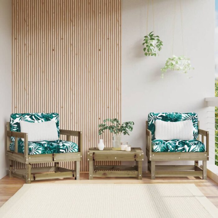 Chaises de jardin avec coussins lot de 2 bois de pin imprégné – Image 1