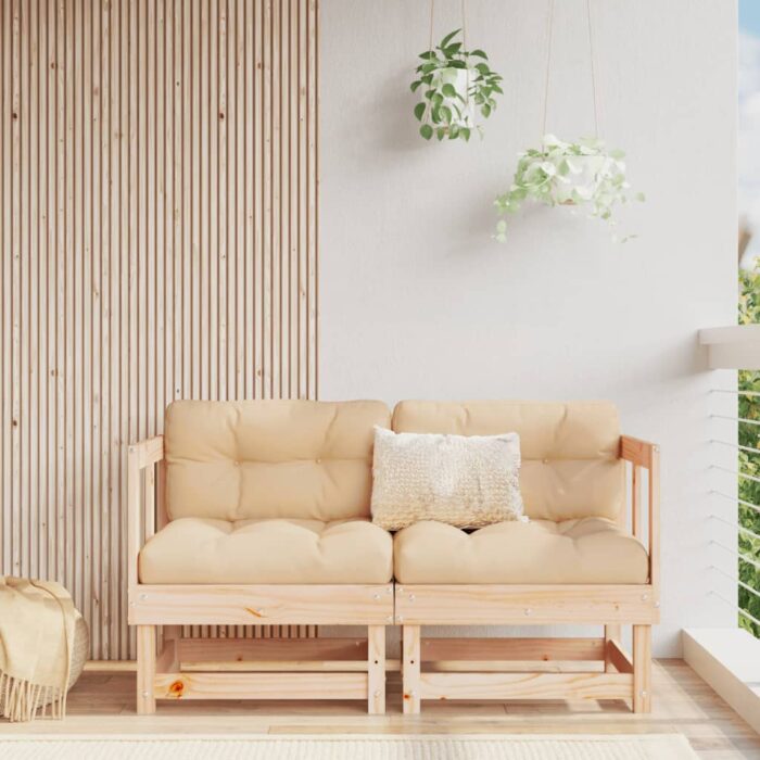 Canapés d'angle avec coussins 2 pcs bois de pin massif – Image 1