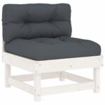 Canapés centraux avec coussins 2 pcs blanc bois de pin massif – Image 2