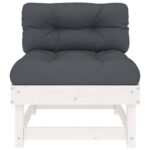 Canapés centraux avec coussins 2 pcs blanc bois de pin massif – Image 3