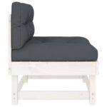 Canapés centraux avec coussins 2 pcs blanc bois de pin massif – Image 4