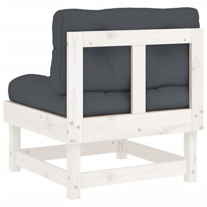Canapés centraux avec coussins 2 pcs blanc bois de pin massif – Image 5