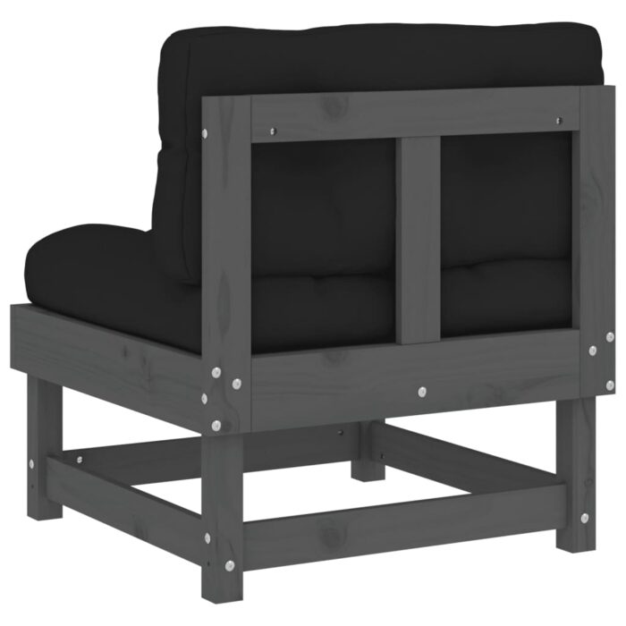 Canapés centraux avec coussins 2 pcs gris bois de pin massif – Image 5