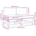 Canapés centraux avec coussins 2 pcs bois de pin imprégné – Image 8