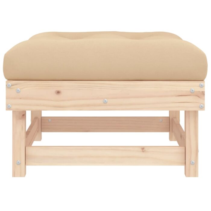 Repose-pieds de jardin avec coussins lot de 2 bois pin massif – Image 2