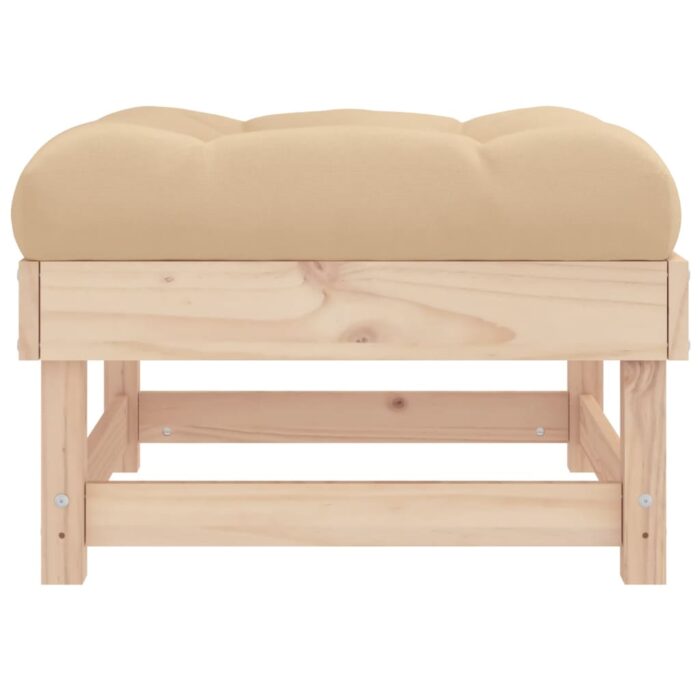 Repose-pieds de jardin avec coussins lot de 2 bois pin massif – Image 3