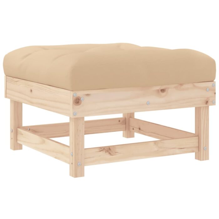 Repose-pieds de jardin avec coussins lot de 2 bois pin massif – Image 4