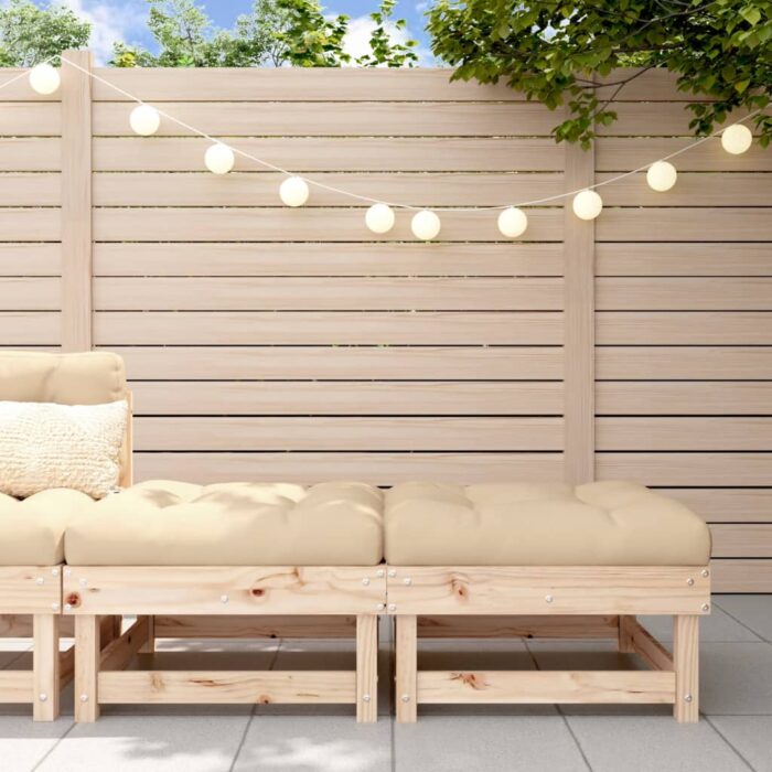 Repose-pieds de jardin avec coussins lot de 2 bois pin massif – Image 1