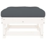 Repose-pieds de jardin avec coussins lot de 2 blanc bois de pin – Image 2