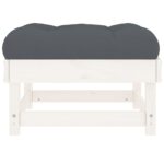 Repose-pieds de jardin avec coussins lot de 2 blanc bois de pin – Image 3