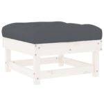 Repose-pieds de jardin avec coussins lot de 2 blanc bois de pin – Image 4