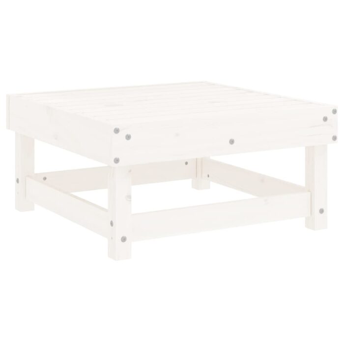Repose-pieds de jardin avec coussins lot de 2 blanc bois de pin – Image 5