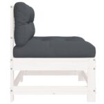 Canapé central avec coussins blanc bois de pin massif – Image 2