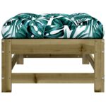 Repose-pied de jardin avec coussin bois de pin imprégné – Image 2