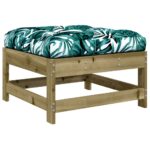 Repose-pied de jardin avec coussin bois de pin imprégné – Image 3