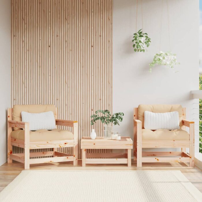Chaises de jardin avec coussins lot de 2 bois de pin massif – Image 1