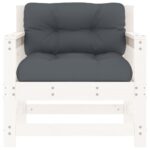 Chaises de jardin et coussins lot de 2 blanc bois de pin massif – Image 2