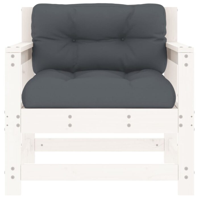 Chaises de jardin et coussins lot de 2 blanc bois de pin massif – Image 2