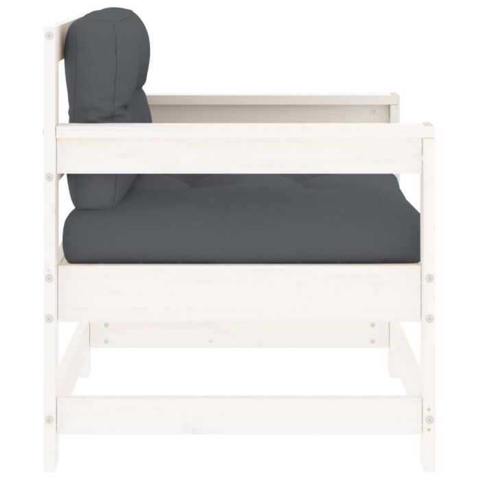 Chaises de jardin et coussins lot de 2 blanc bois de pin massif – Image 3