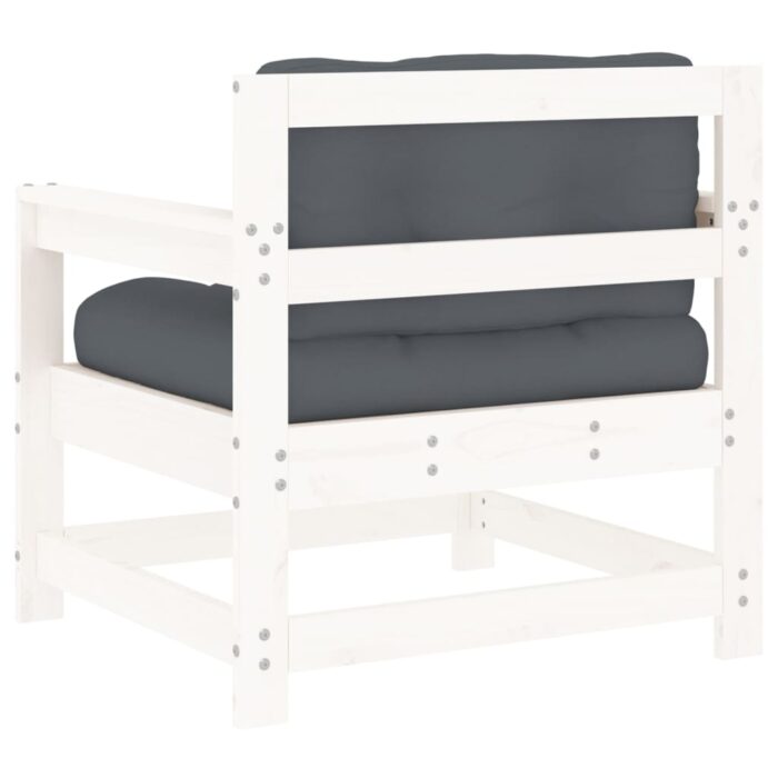 Chaises de jardin et coussins lot de 2 blanc bois de pin massif – Image 4