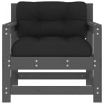 Chaises de jardin et coussins lot de 2 gris bois de pin massif – Image 2