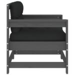 Chaises de jardin et coussins lot de 2 gris bois de pin massif – Image 3