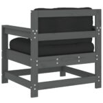 Chaises de jardin et coussins lot de 2 gris bois de pin massif – Image 4
