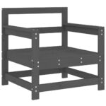Chaises de jardin et coussins lot de 2 gris bois de pin massif – Image 5
