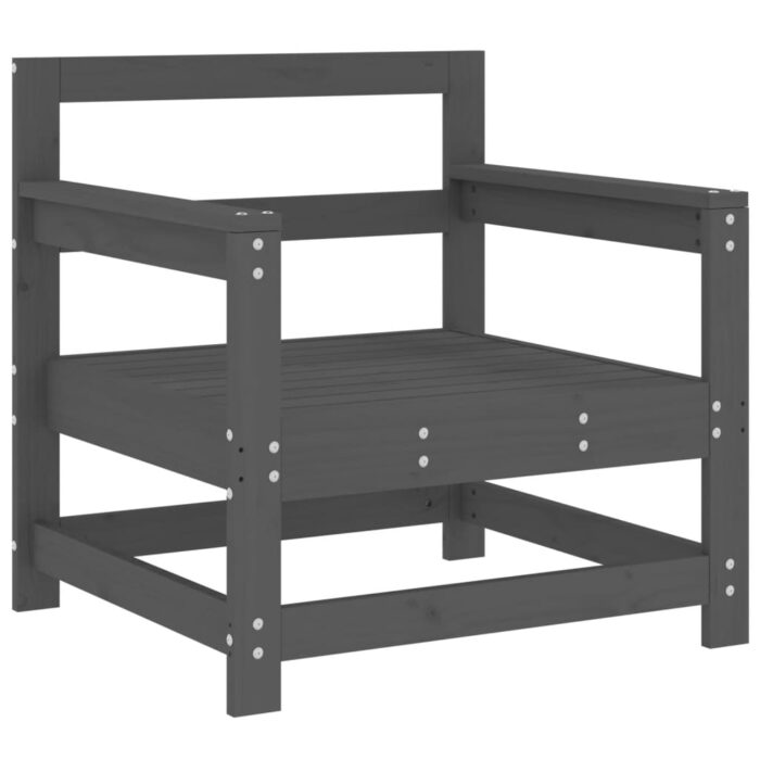 Chaises de jardin et coussins lot de 2 gris bois de pin massif – Image 5