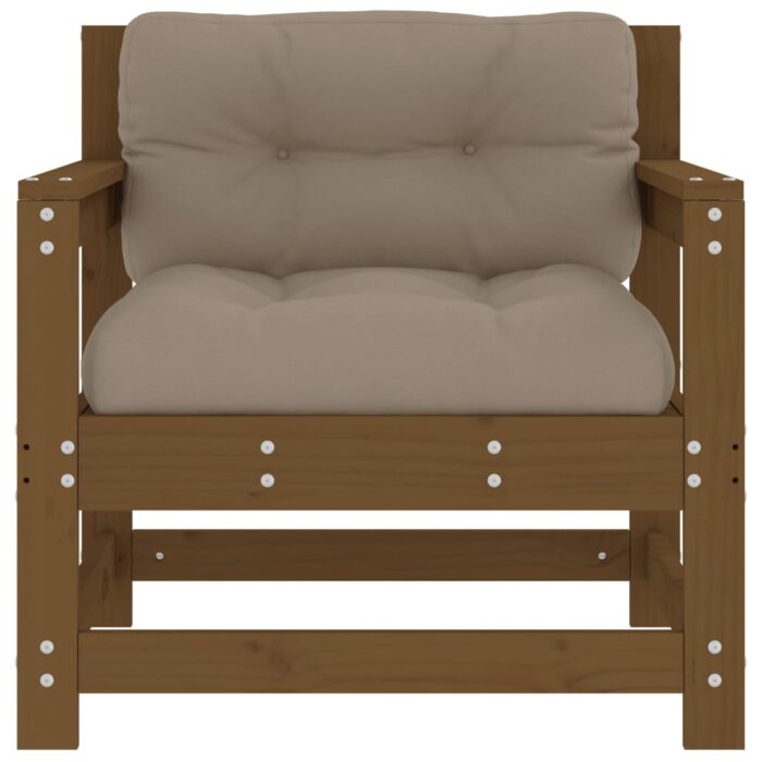Chaises de jardin avec coussins lot de 2 marron miel – Image 2