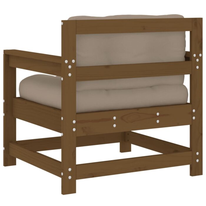 Chaises de jardin avec coussins lot de 2 marron miel – Image 4