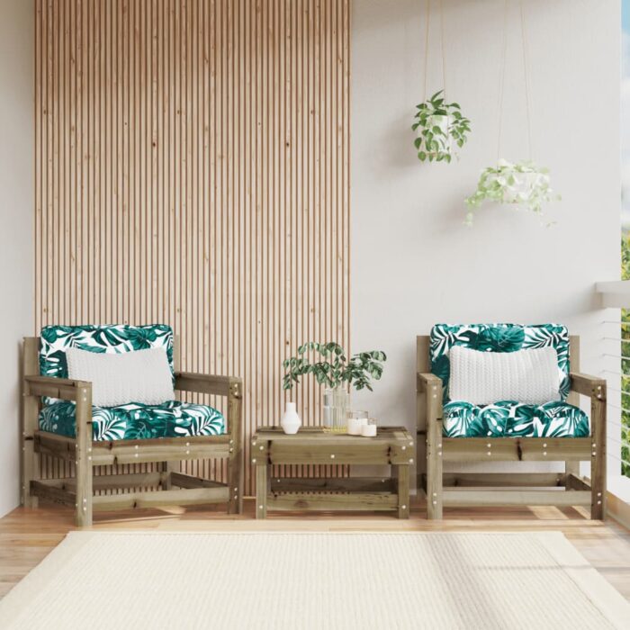 Chaises de jardin avec coussins lot de 2 bois de pin imprégné – Image 1