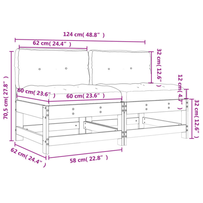 Canapés centraux avec coussins 2 pcs marron miel – Image 8