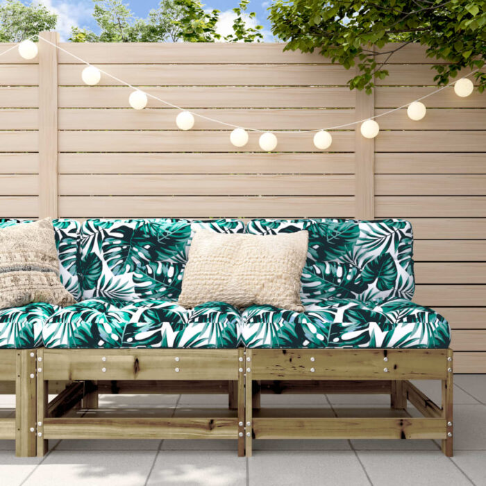 Canapés centraux avec coussins 2 pcs bois de pin imprégné – Image 1