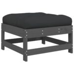 Repose-pieds de jardin coussins lot de 2 gris bois pin massif – Image 2