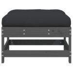 Repose-pieds de jardin coussins lot de 2 gris bois pin massif – Image 3