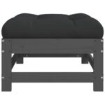 Repose-pieds de jardin coussins lot de 2 gris bois pin massif – Image 4