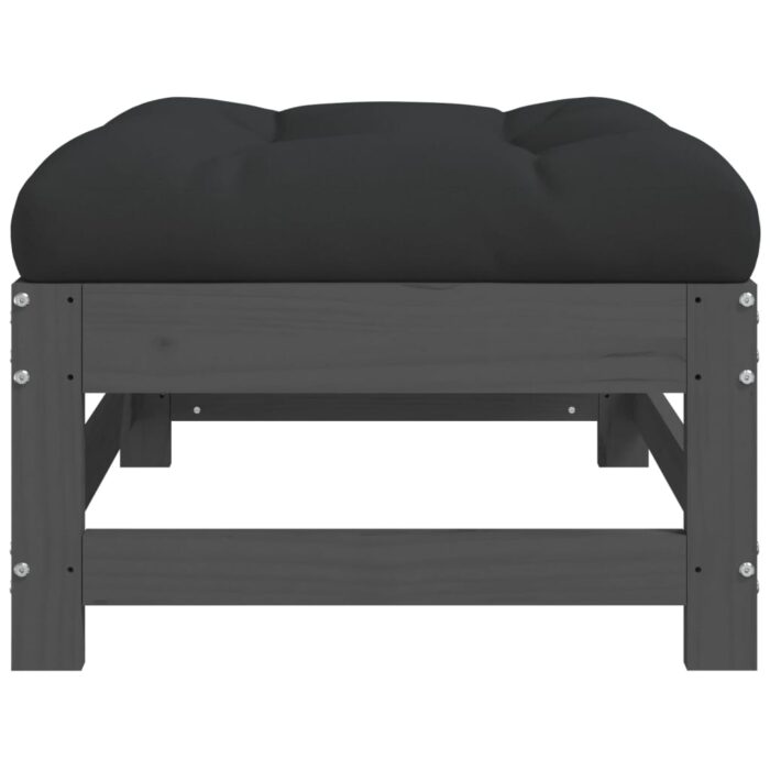 Repose-pieds de jardin coussins lot de 2 gris bois pin massif – Image 4