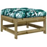 Repose-pieds de jardin et coussins lot de 2 bois pin imprégné – Image 2