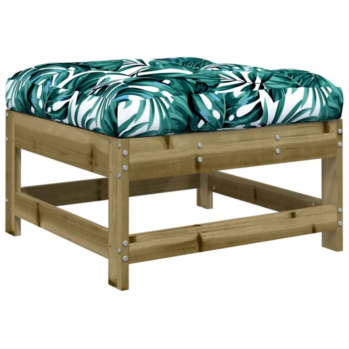 Repose-pieds de jardin et coussins lot de 2 bois pin imprégné – Image 2