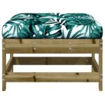 Repose-pieds de jardin et coussins lot de 2 bois pin imprégné – Image 3