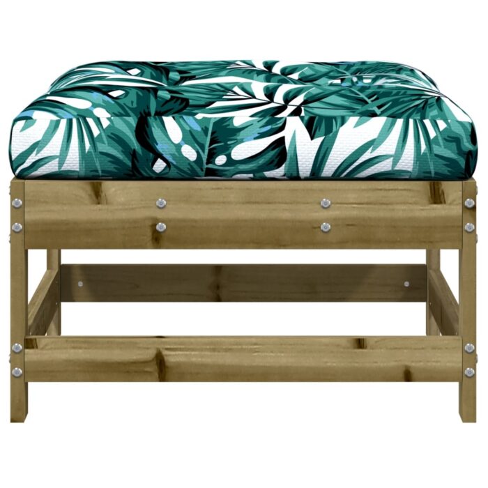 Repose-pieds de jardin et coussins lot de 2 bois pin imprégné – Image 3